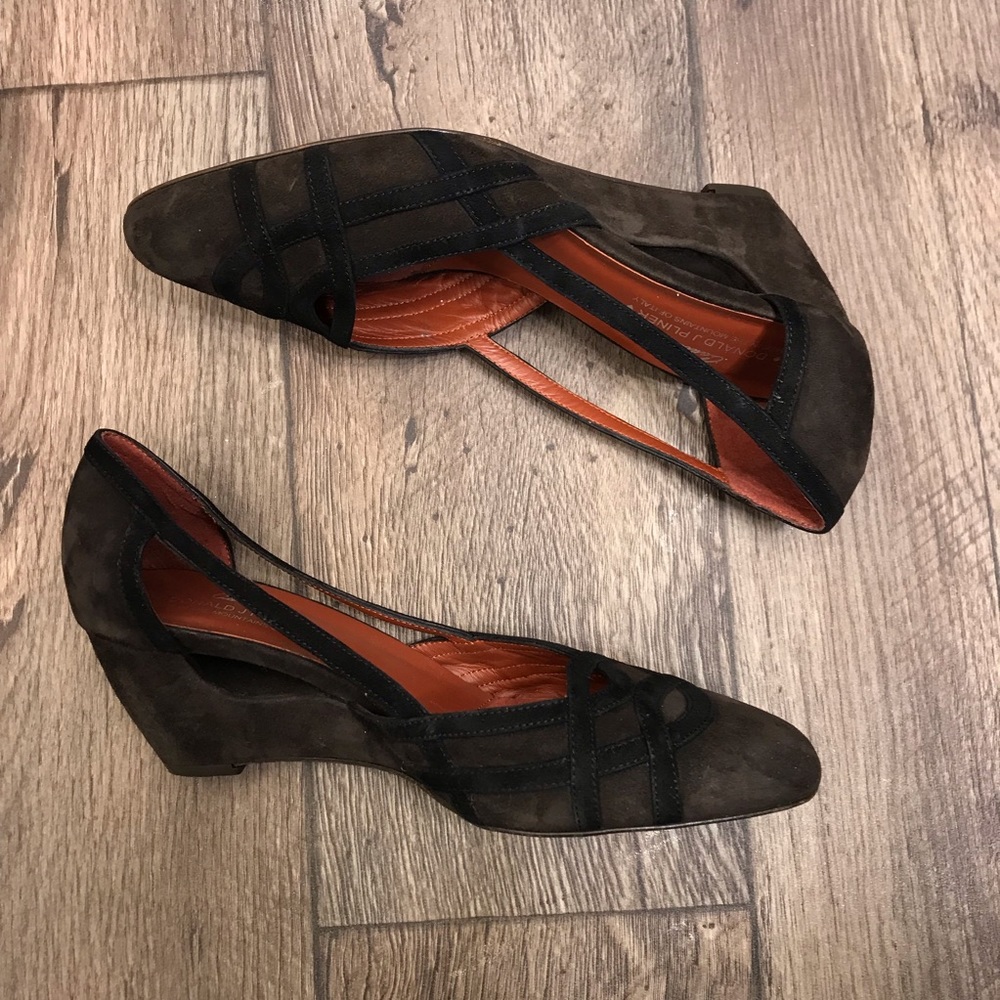 Donald J. Pliner Brown & Black Suede Wedge Heels